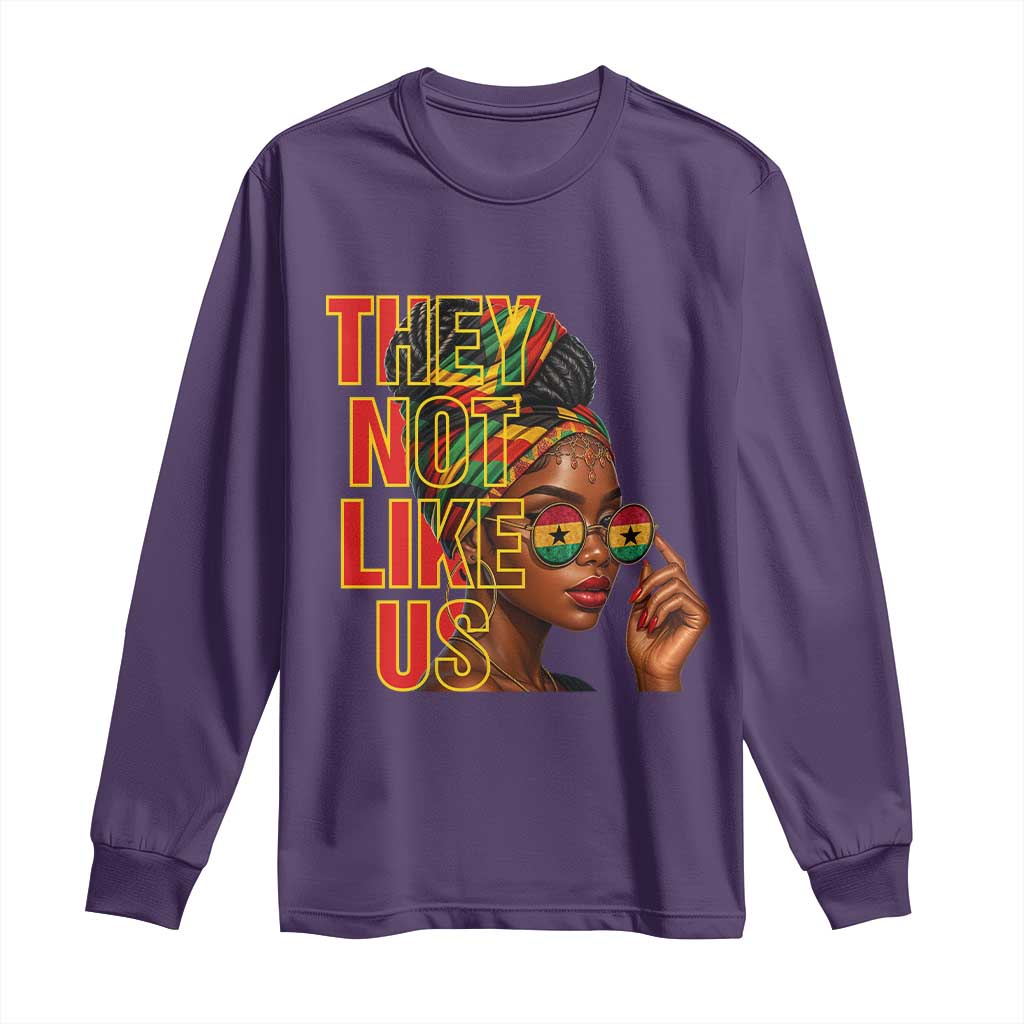They Not Like Us Afro Queen Long Sleeve Shirt Melanin Magic Woman witth Headwrap and Sunglasses - Wonder Print Shop