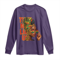 They Not Like Us Afro Queen Long Sleeve Shirt Melanin Magic Woman witth Headwrap and Sunglasses - Wonder Print Shop
