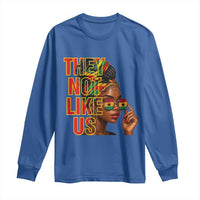 They Not Like Us Afro Queen Long Sleeve Shirt Melanin Magic Woman witth Headwrap and Sunglasses - Wonder Print Shop