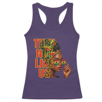They Not Like Us Afro Queen Racerback Tank Top Melanin Magic Woman witth Headwrap and Sunglasses - Wonder Print Shop