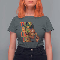 They Not Like Us Afro Queen T Shirt For Women Melanin Magic Woman witth Headwrap and Sunglasses - Wonder Print Shop