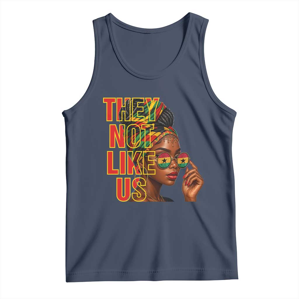 They Not Like Us Afro Queen Tank Top Melanin Magic Woman witth Headwrap and Sunglasses - Wonder Print Shop