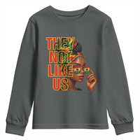 They Not Like Us Afro Queen Youth Sweatshirt Melanin Magic Woman witth Headwrap and Sunglasses - Wonder Print Shop