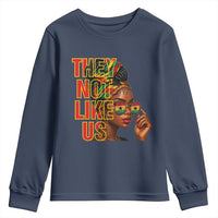 They Not Like Us Afro Queen Youth Sweatshirt Melanin Magic Woman witth Headwrap and Sunglasses - Wonder Print Shop