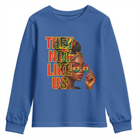 They Not Like Us Afro Queen Youth Sweatshirt Melanin Magic Woman witth Headwrap and Sunglasses - Wonder Print Shop