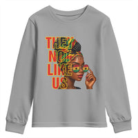 They Not Like Us Afro Queen Youth Sweatshirt Melanin Magic Woman witth Headwrap and Sunglasses - Wonder Print Shop