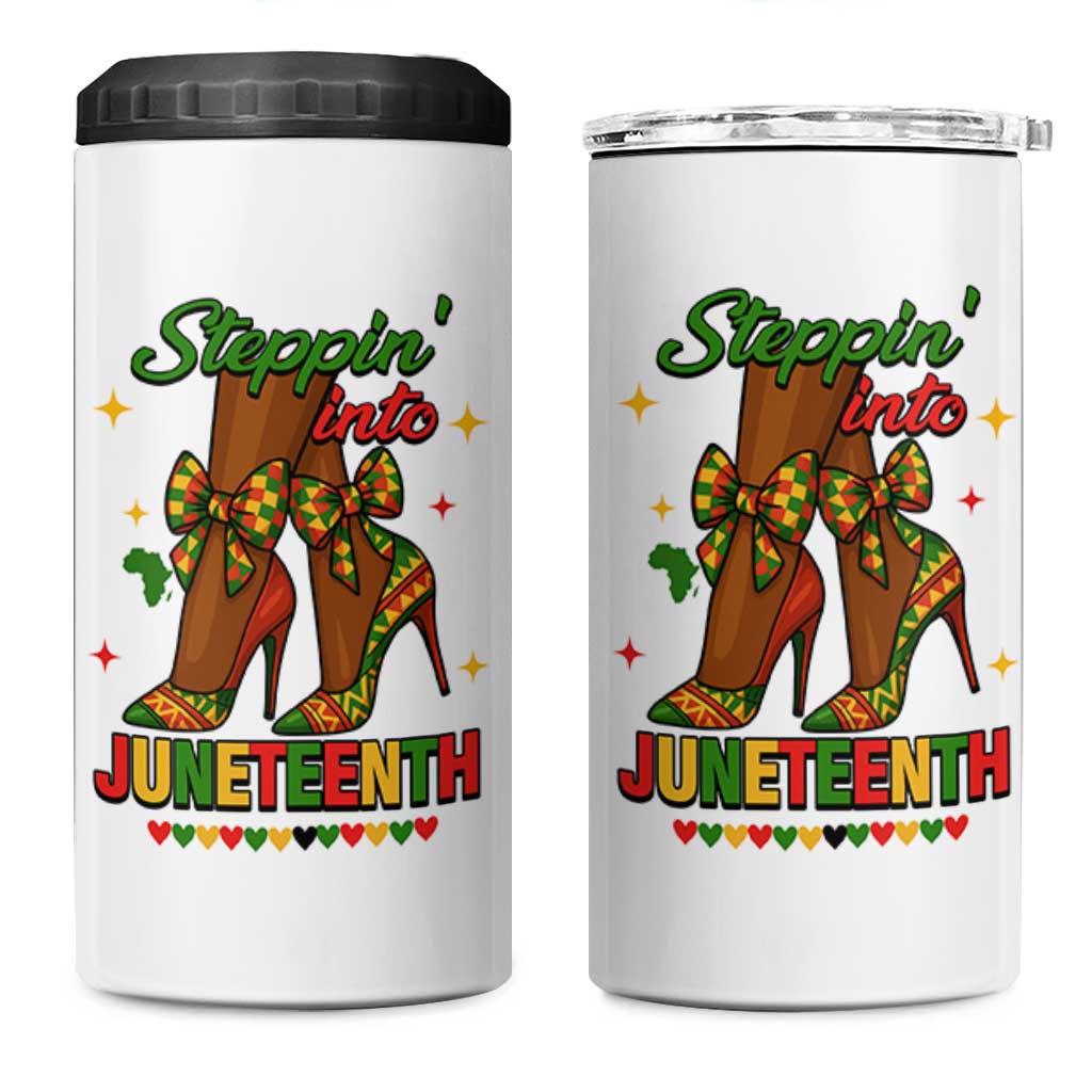Stepping Into Juneteenth 4 in 1 Can Cooler Tumbler Afro Diva High with African Pride - Wonder Print Shop