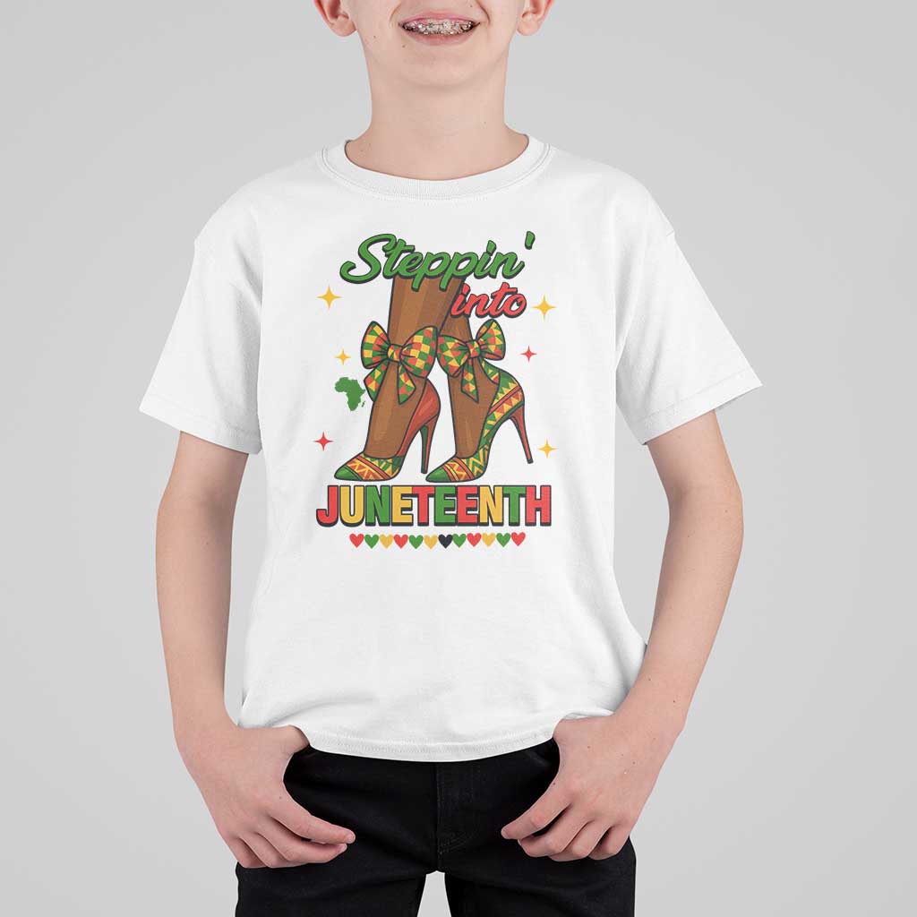 Stepping Into Juneteenth T Shirt For Kid Afro Diva High with African Pride - Wonder Print Shop