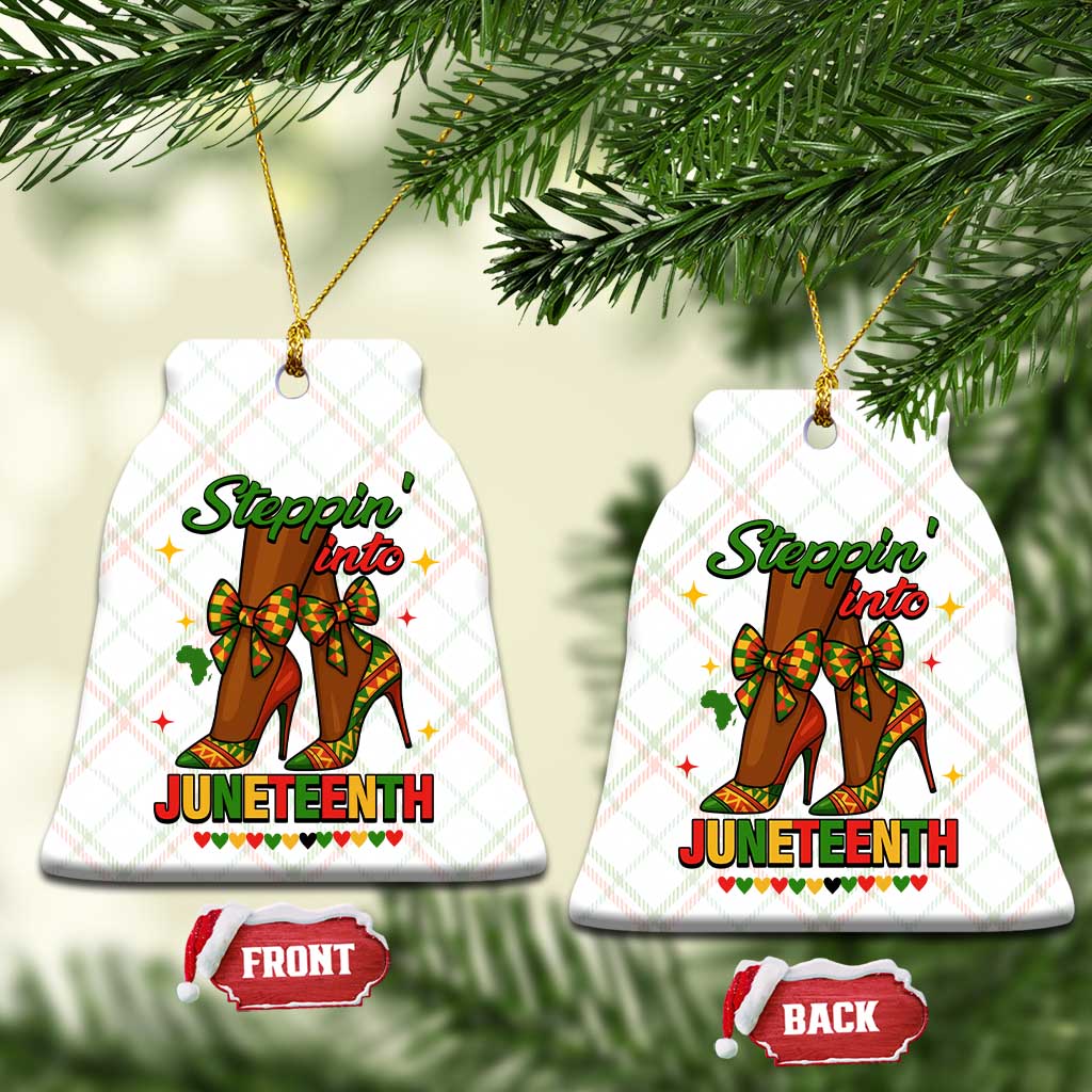 Stepping Into Juneteenth Ceramic Ornament Afro Diva High with African Pride - Wonder Print Shop