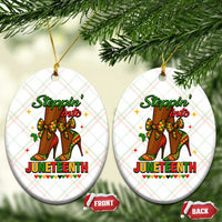 Stepping Into Juneteenth Ceramic Ornament Afro Diva High with African Pride - Wonder Print Shop