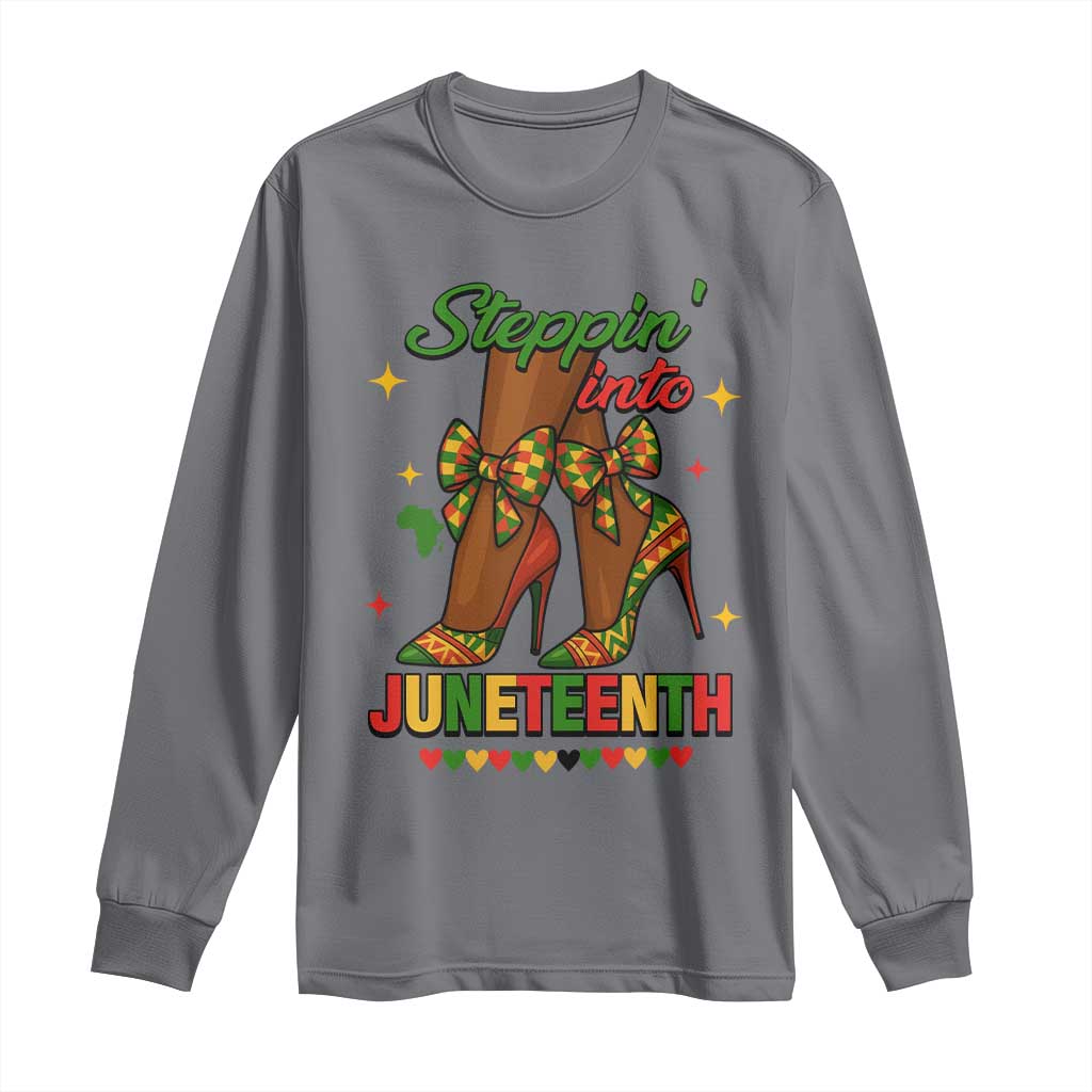 Stepping Into Juneteenth Long Sleeve Shirt Afro Diva High with African Pride - Wonder Print Shop