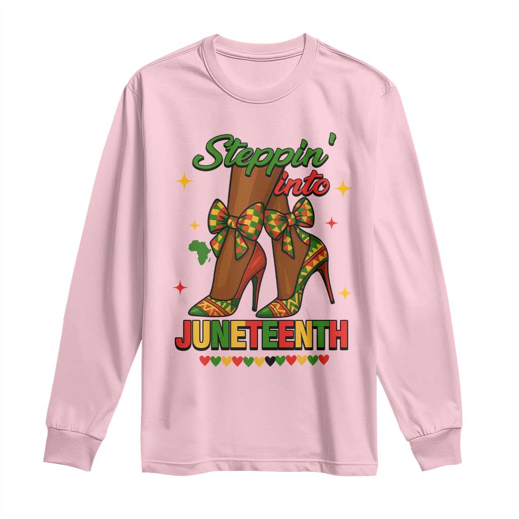 Stepping Into Juneteenth Long Sleeve Shirt Afro Diva High with African Pride - Wonder Print Shop