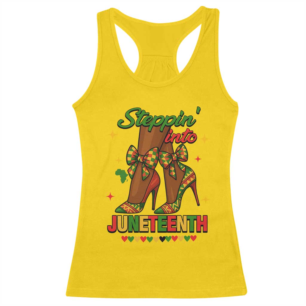 Stepping Into Juneteenth Racerback Tank Top Afro Diva High with African Pride - Wonder Print Shop