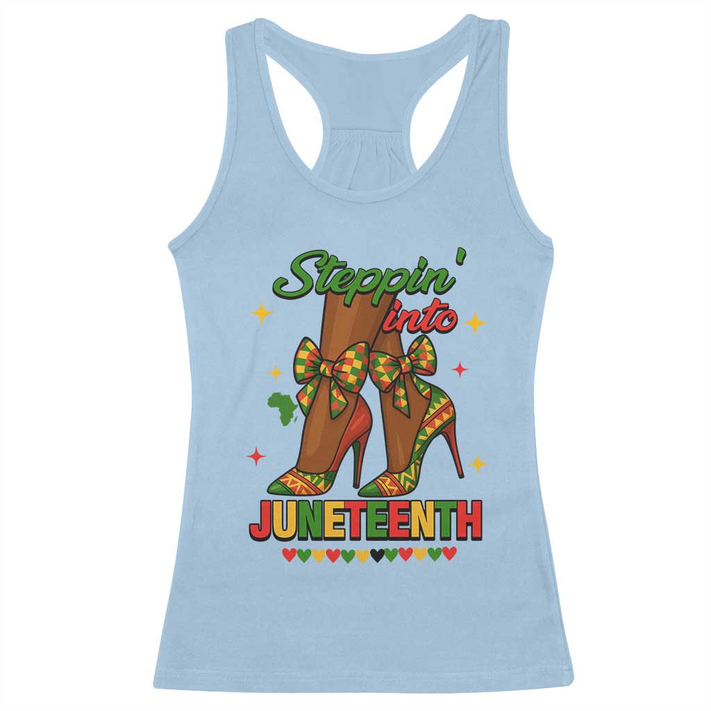 Stepping Into Juneteenth Racerback Tank Top Afro Diva High with African Pride - Wonder Print Shop