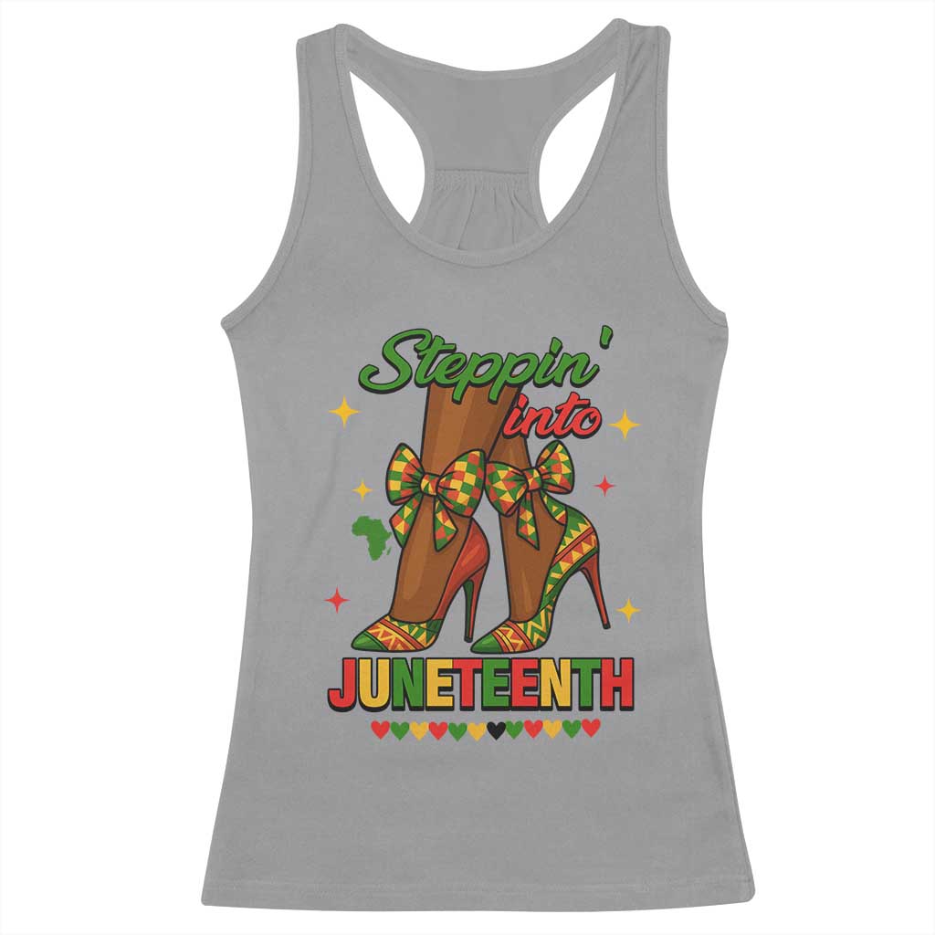 Stepping Into Juneteenth Racerback Tank Top Afro Diva High with African Pride - Wonder Print Shop
