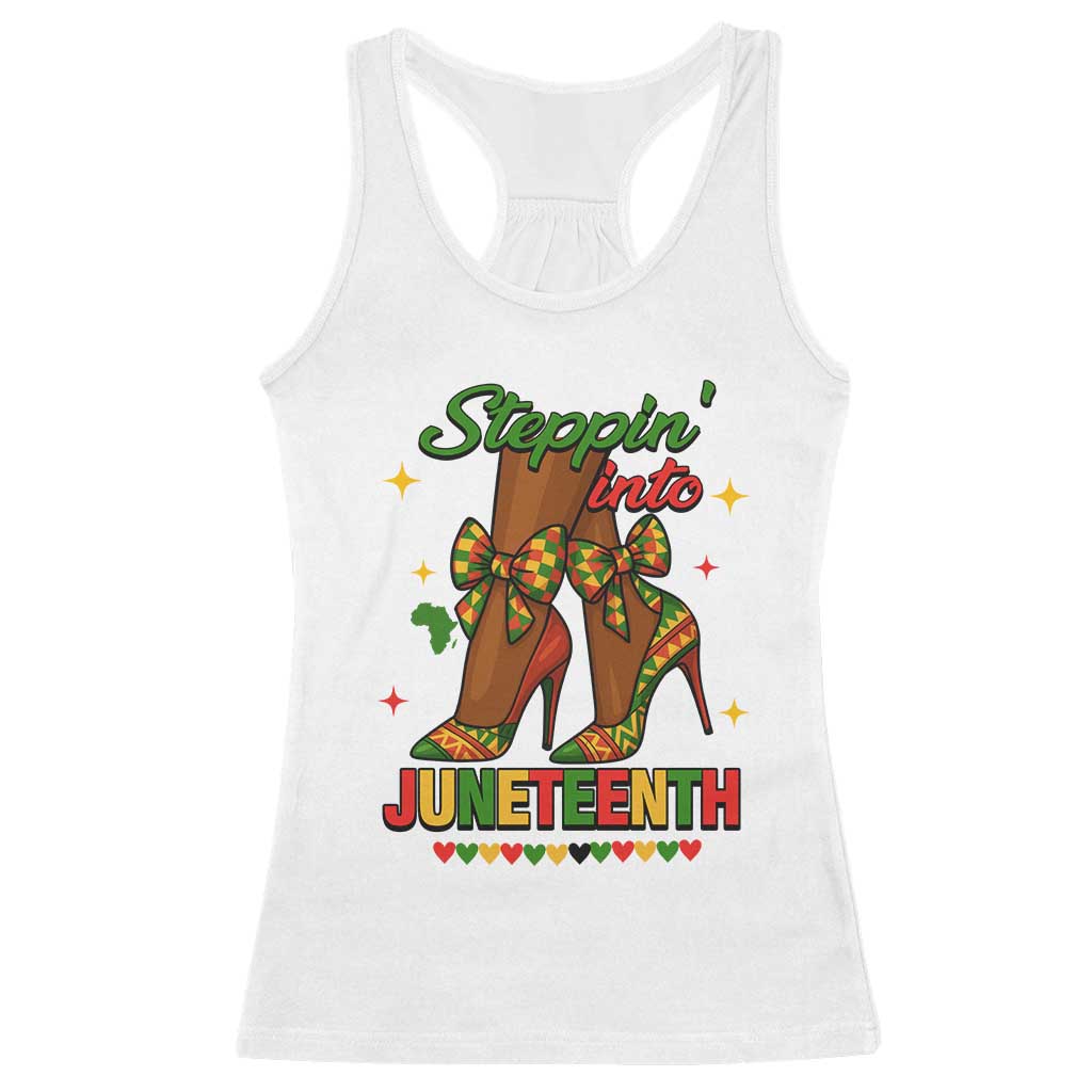 Stepping Into Juneteenth Racerback Tank Top Afro Diva High with African Pride - Wonder Print Shop