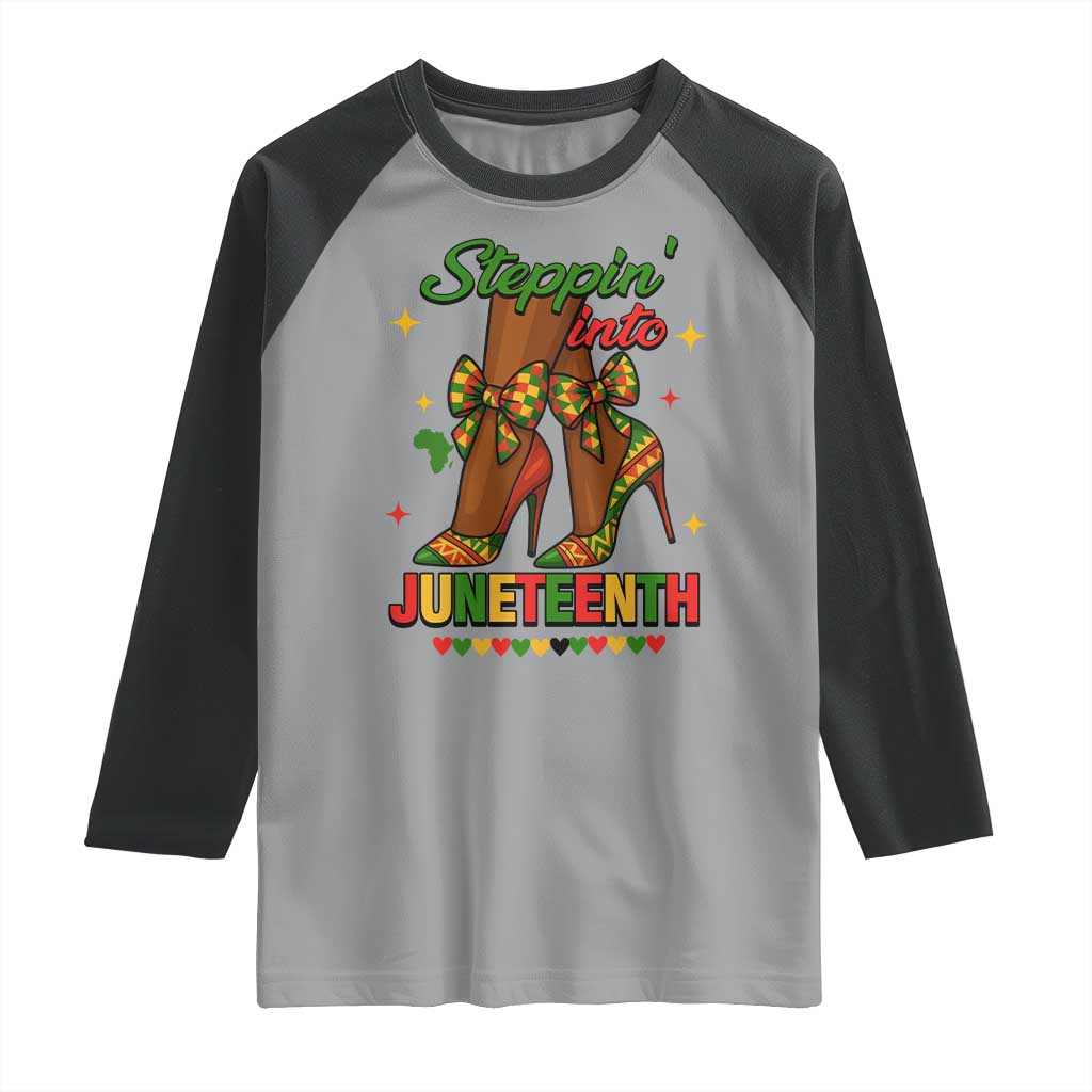 Stepping Into Juneteenth Raglan Shirt Afro Diva High with African Pride - Wonder Print Shop