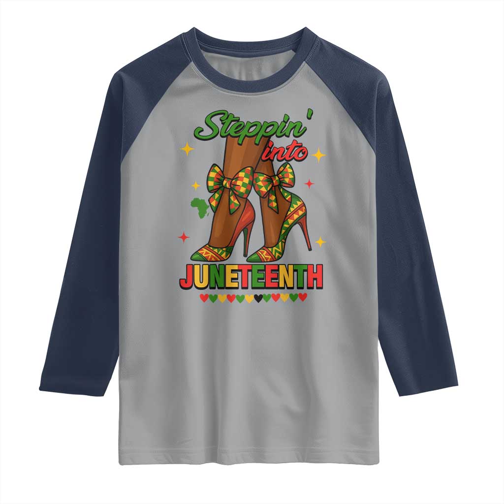 Stepping Into Juneteenth Raglan Shirt Afro Diva High with African Pride - Wonder Print Shop