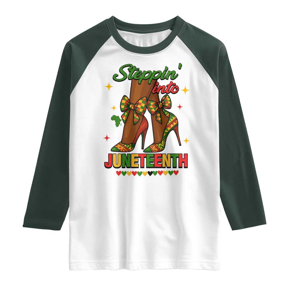 Stepping Into Juneteenth Raglan Shirt Afro Diva High with African Pride - Wonder Print Shop
