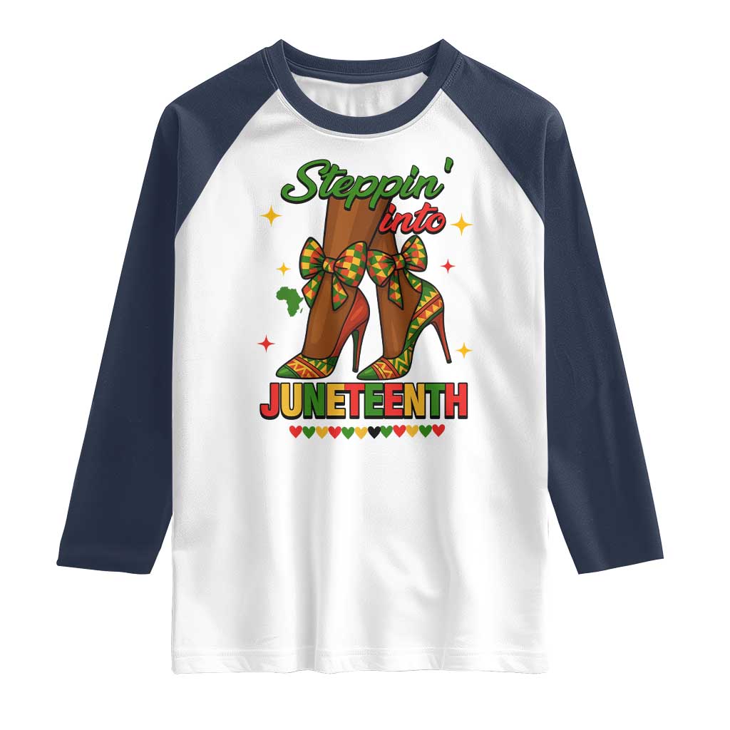 Stepping Into Juneteenth Raglan Shirt Afro Diva High with African Pride - Wonder Print Shop