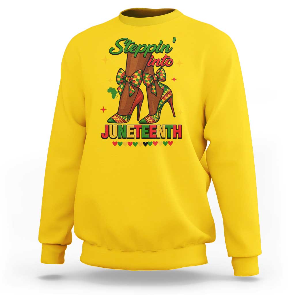 Stepping Into Juneteenth Sweatshirt Afro Diva High with African Pride - Wonder Print Shop