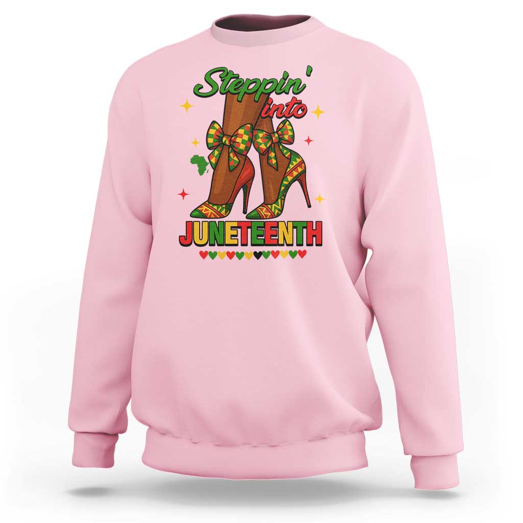 Stepping Into Juneteenth Sweatshirt Afro Diva High with African Pride - Wonder Print Shop