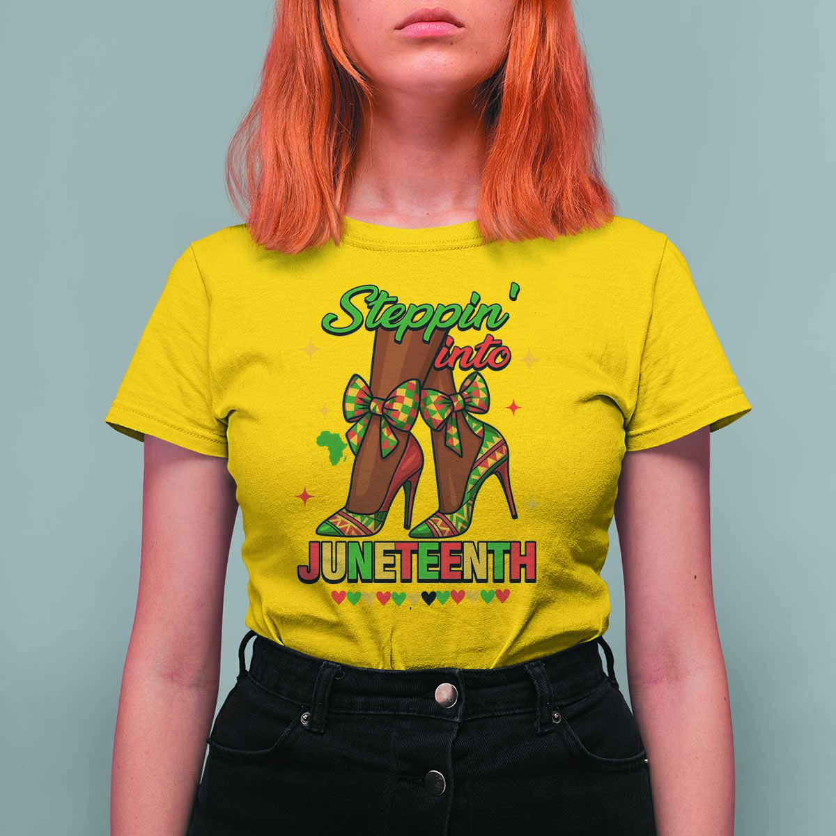 Stepping Into Juneteenth T Shirt For Women Afro Diva High with African Pride - Wonder Print Shop