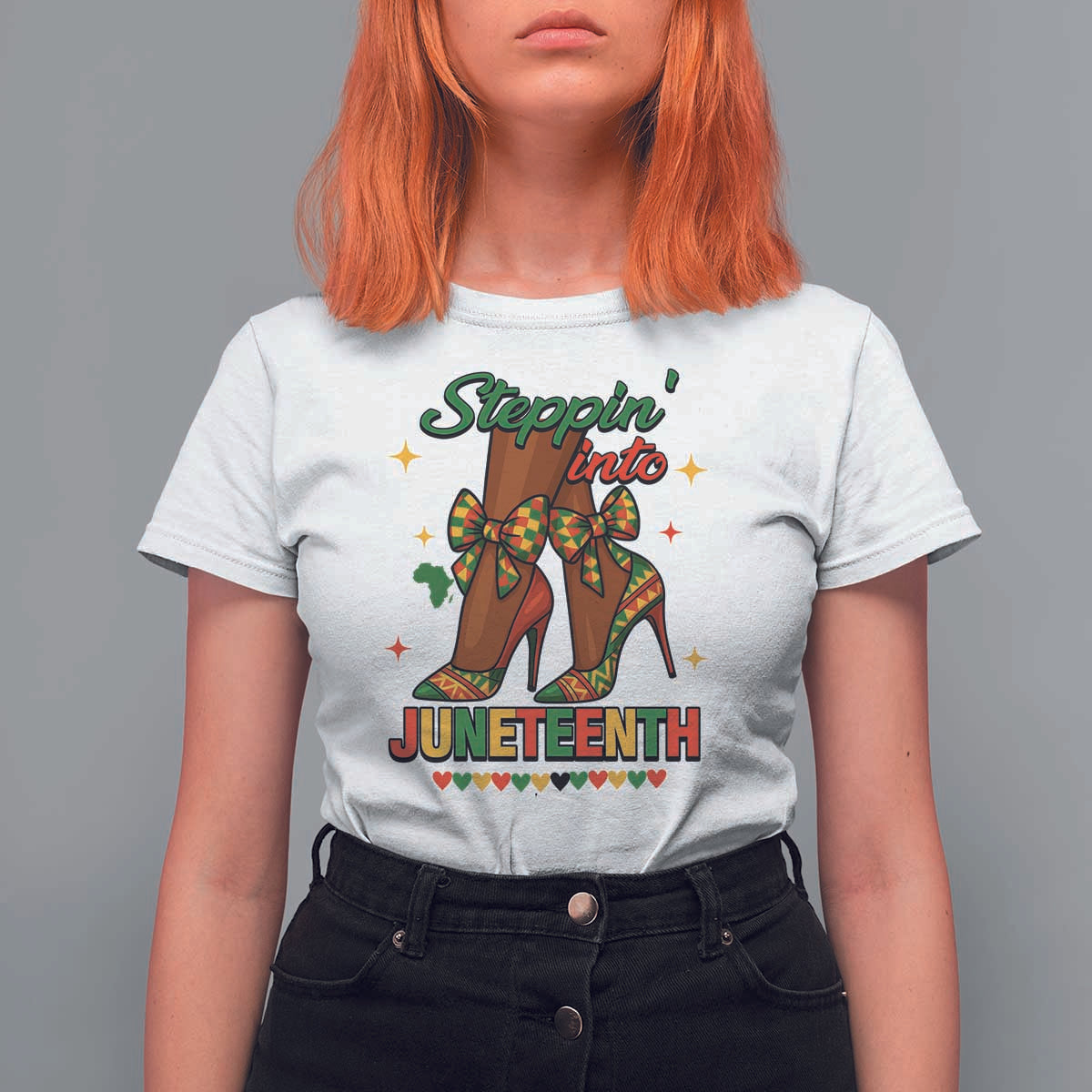 Stepping Into Juneteenth T Shirt For Women Afro Diva High with African Pride - Wonder Print Shop
