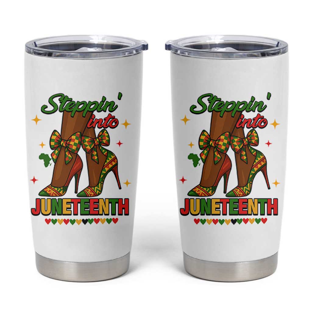 Stepping Into Juneteenth Tumbler Cup Afro Diva High with African Pride - Wonder Print Shop