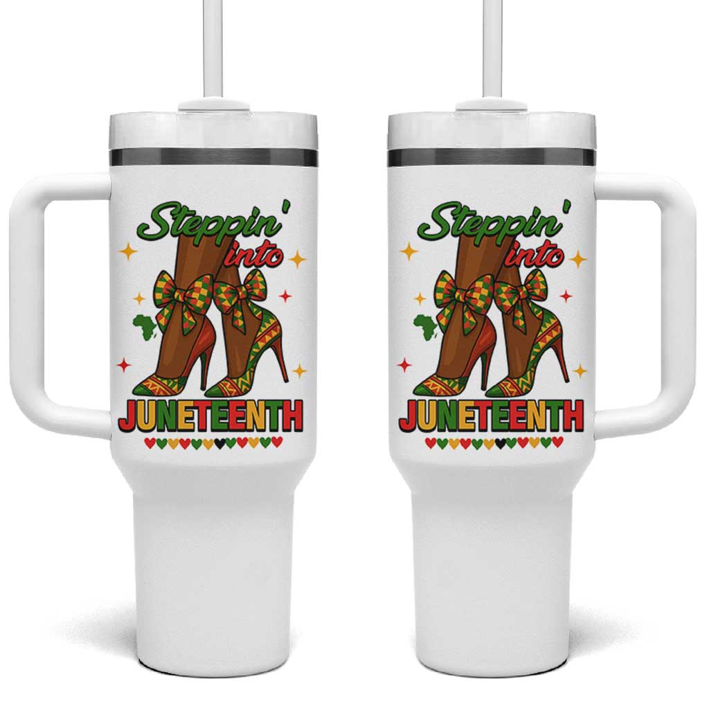 Stepping Into Juneteenth Tumbler With Handle Afro Diva High with African Pride - Wonder Print Shop