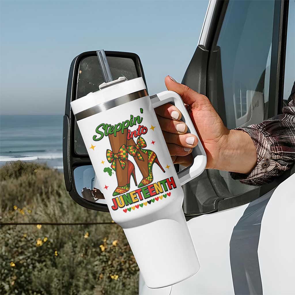 Stepping Into Juneteenth Tumbler With Handle Afro Diva High with African Pride - Wonder Print Shop