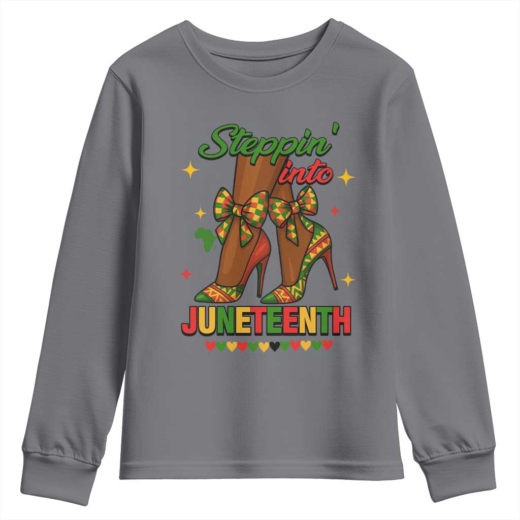 Stepping Into Juneteenth Youth Sweatshirt Afro Diva High with African Pride - Wonder Print Shop