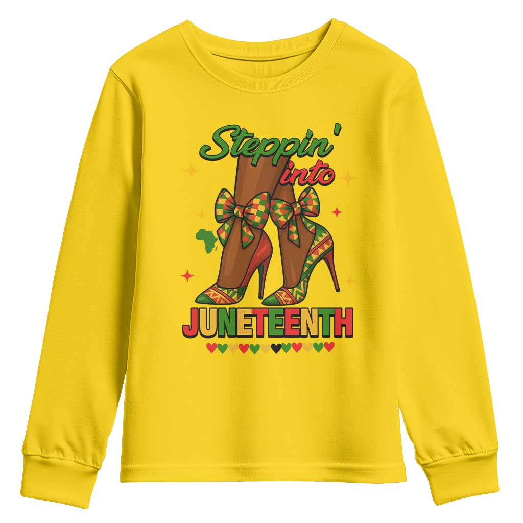Stepping Into Juneteenth Youth Sweatshirt Afro Diva High with African Pride - Wonder Print Shop