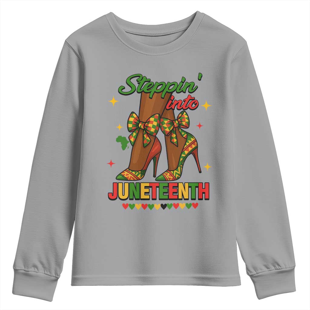 Stepping Into Juneteenth Youth Sweatshirt Afro Diva High with African Pride - Wonder Print Shop
