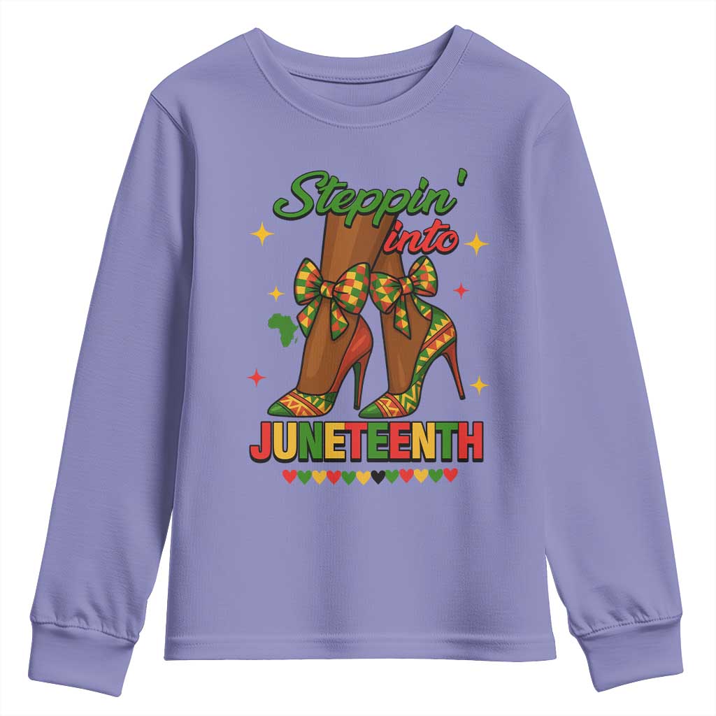 Stepping Into Juneteenth Youth Sweatshirt Afro Diva High with African Pride - Wonder Print Shop