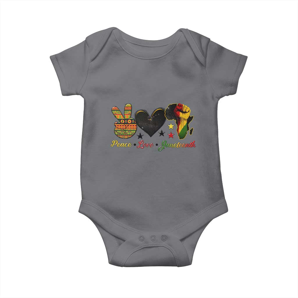Peace Love Juneteenth Baby Onesie 1865 Heart Kente Peace Sign Africa Fist - Wonder Print Shop