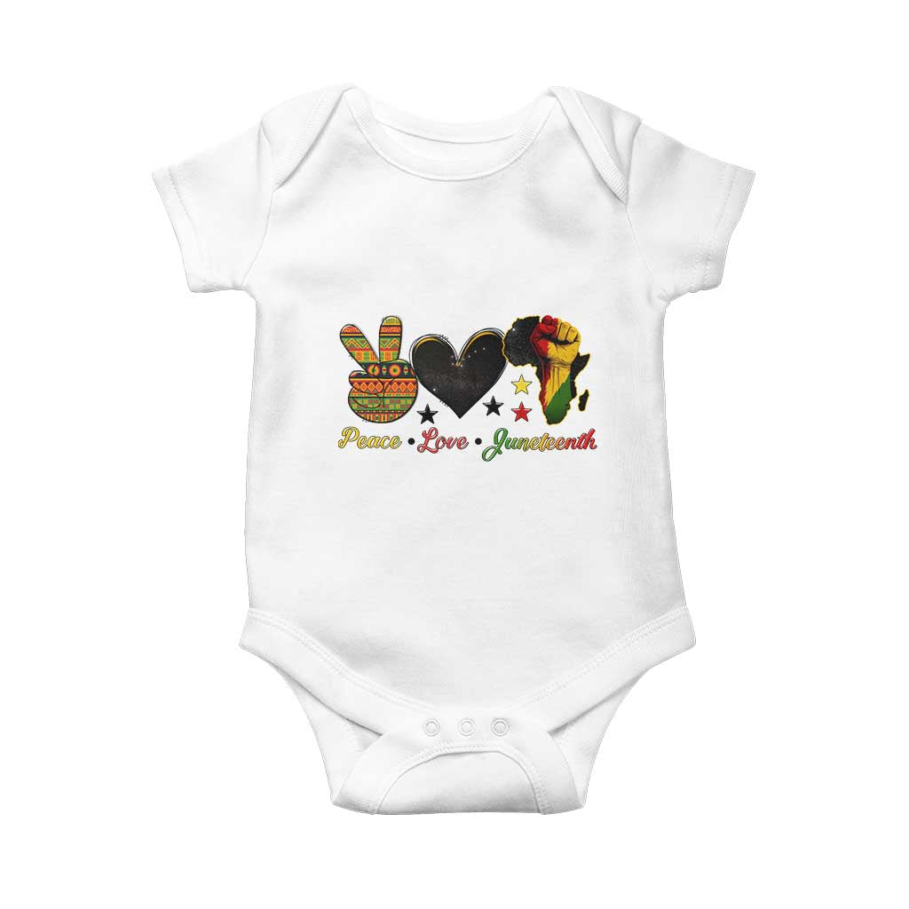 Peace Love Juneteenth Baby Onesie 1865 Heart Kente Peace Sign Africa Fist - Wonder Print Shop