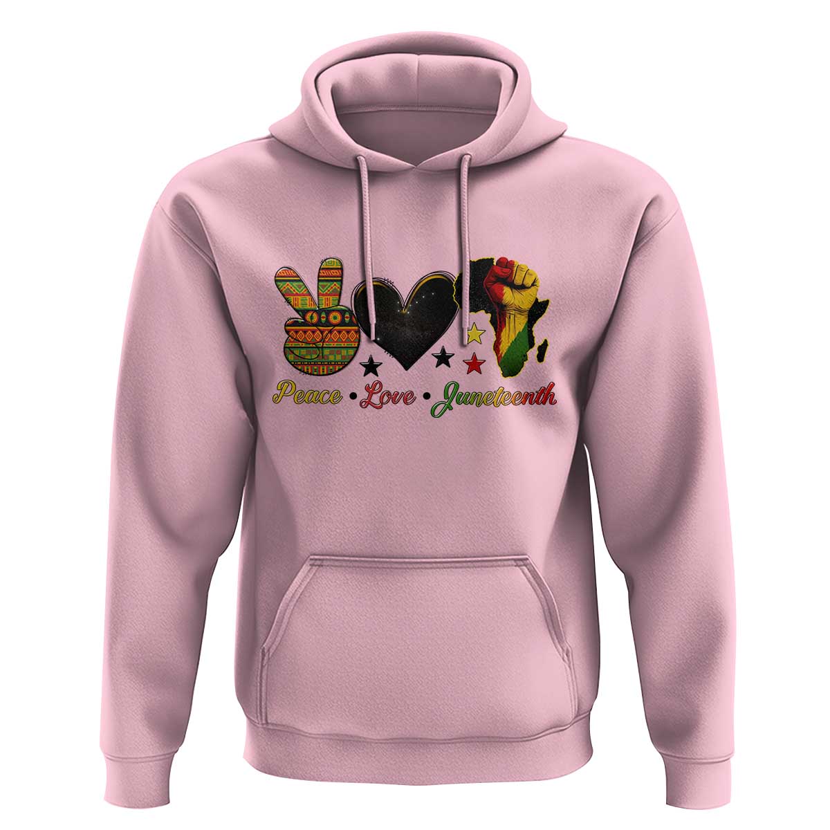 Peace Love Juneteenth Hoodie 1865 Heart Kente Peace Sign Africa Fist - Wonder Print Shop