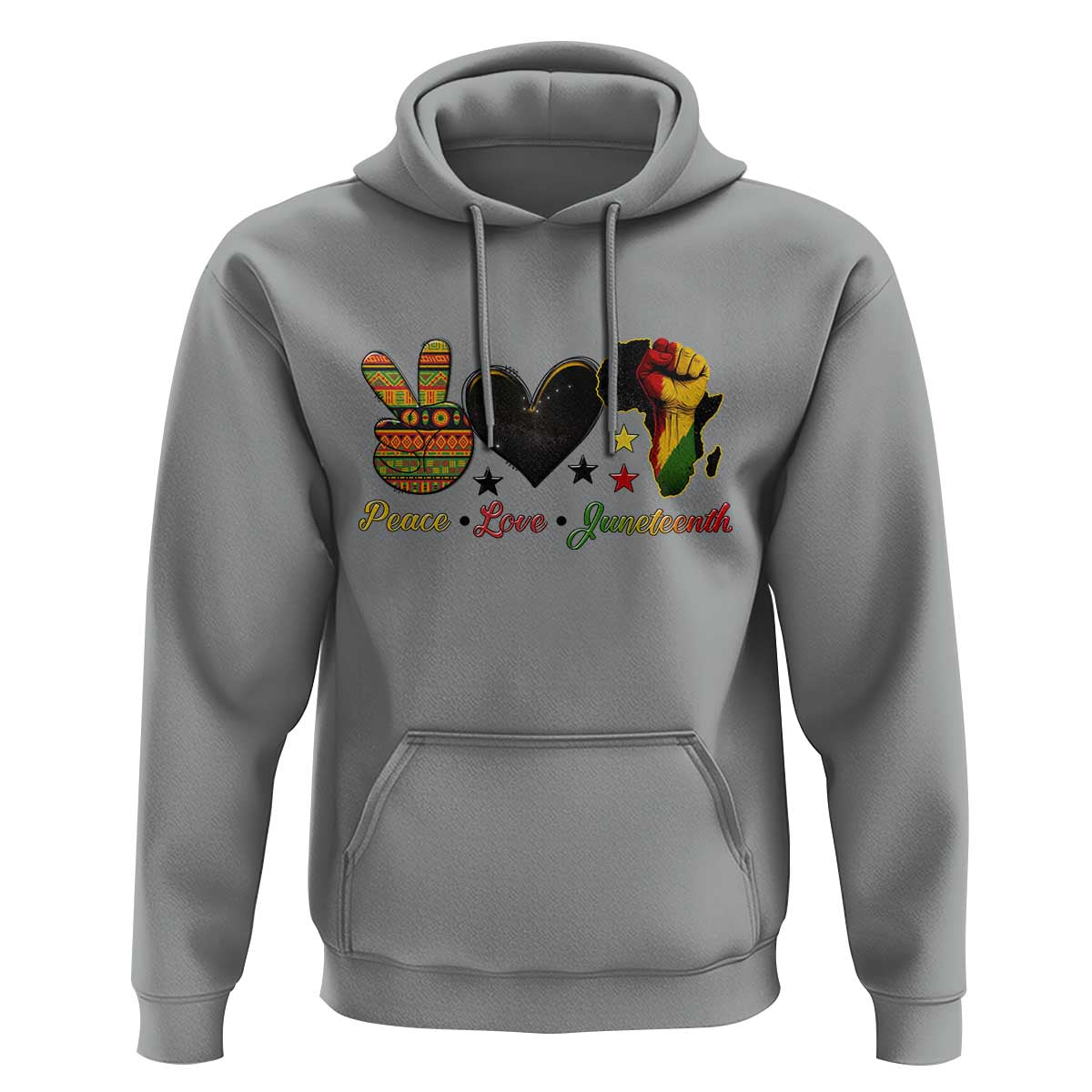 Peace Love Juneteenth Hoodie 1865 Heart Kente Peace Sign Africa Fist - Wonder Print Shop