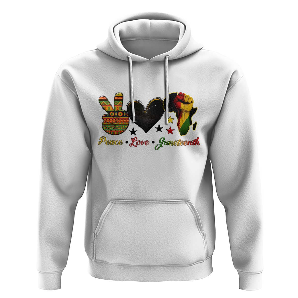 Peace Love Juneteenth Hoodie 1865 Heart Kente Peace Sign Africa Fist - Wonder Print Shop