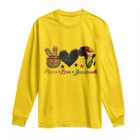 Peace Love Juneteenth Long Sleeve Shirt 1865 Heart Kente Peace Sign Africa Fist - Wonder Print Shop