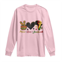 Peace Love Juneteenth Long Sleeve Shirt 1865 Heart Kente Peace Sign Africa Fist - Wonder Print Shop