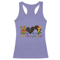 Peace Love Juneteenth Racerback Tank Top 1865 Heart Kente Peace Sign Africa Fist - Wonder Print Shop