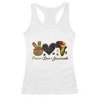 Peace Love Juneteenth Racerback Tank Top 1865 Heart Kente Peace Sign Africa Fist - Wonder Print Shop