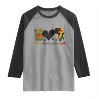 Peace Love Juneteenth Raglan Shirt 1865 Heart Kente Peace Sign Africa Fist - Wonder Print Shop