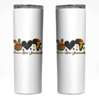 Peace Love Juneteenth Skinny Tumbler 1865 Heart Kente Peace Sign Africa Fist - Wonder Print Shop