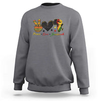 Peace Love Juneteenth Sweatshirt 1865 Heart Kente Peace Sign Africa Fist - Wonder Print Shop