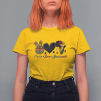 Peace Love Juneteenth T Shirt For Women 1865 Heart Kente Peace Sign Africa Fist - Wonder Print Shop