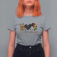 Peace Love Juneteenth T Shirt For Women 1865 Heart Kente Peace Sign Africa Fist - Wonder Print Shop
