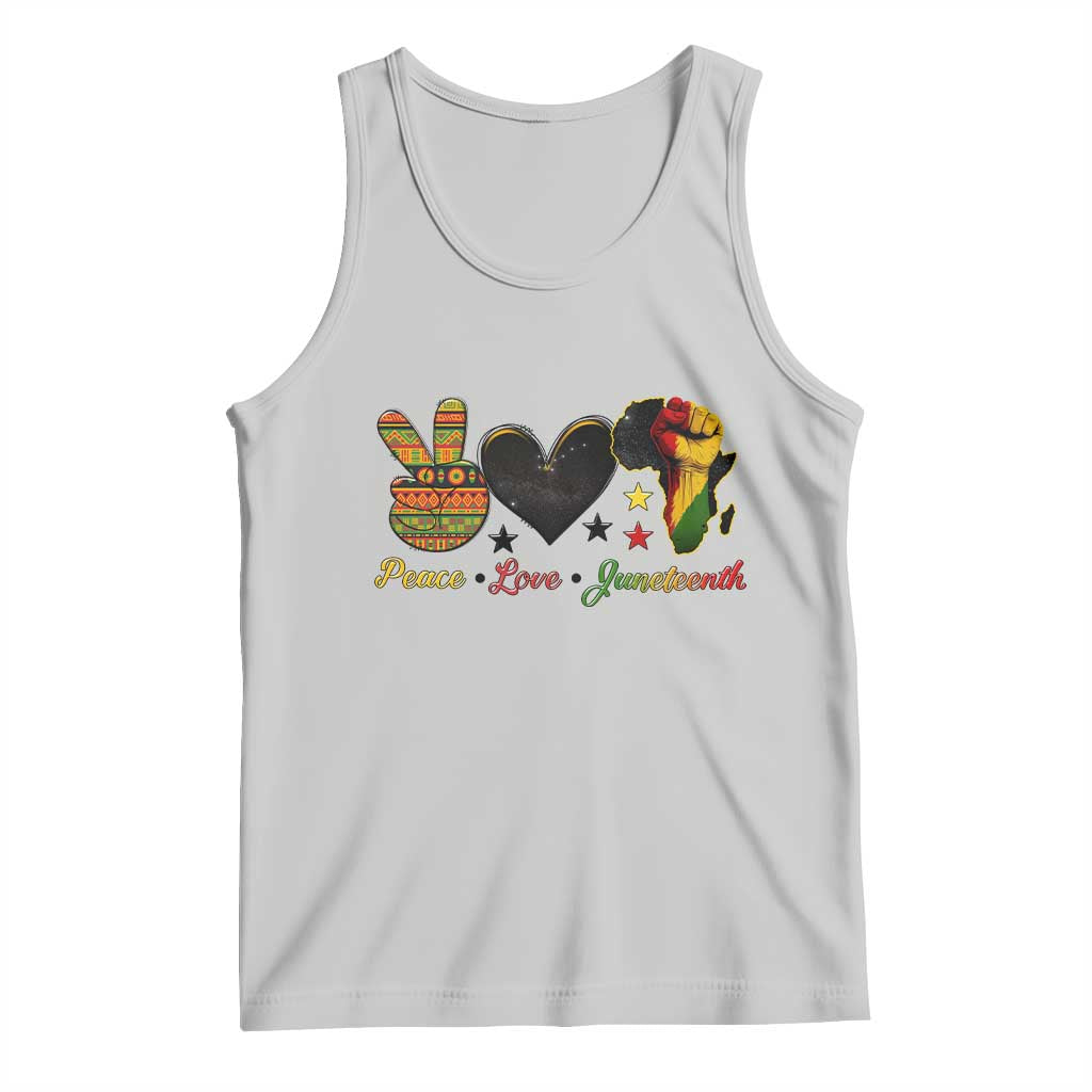 Peace Love Juneteenth Tank Top 1865 Heart Kente Peace Sign Africa Fist - Wonder Print Shop